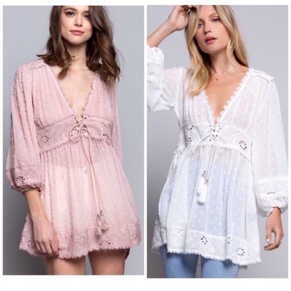 𝅺BABY  doll Tunic w/Lace Trim Detail - Picture 7 of 11